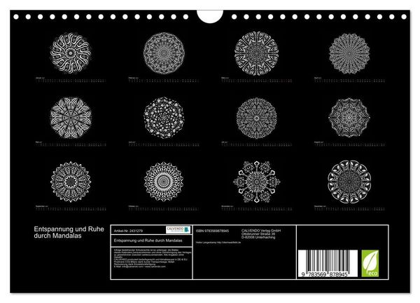 Produktbild: Entspannung und Ruhe durch Mandalas (Wandkalender 2027 DIN A4 quer), CALVENDO Monatskalender