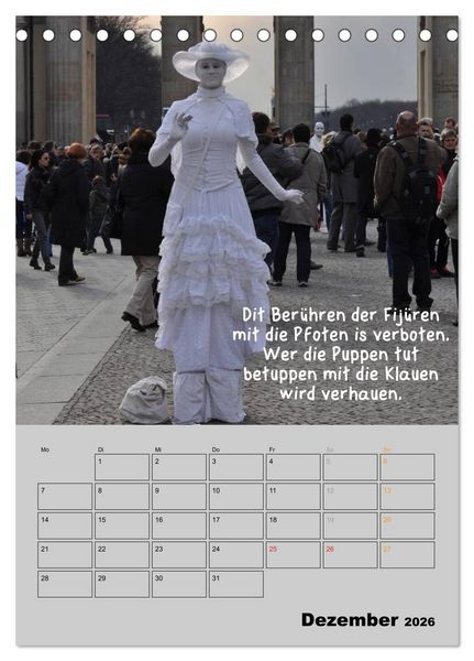 Produktbild: Berliner Stra&szlig;enfoto Kalender 2026 (Tischkalender 2026 DIN A5 hoch), CALVENDO Monatskalender