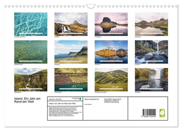 Produktbild: Island. Ein Jahr am Rand der Welt (Wandkalender 2027 DIN A3 quer), CALVENDO Monatskalender