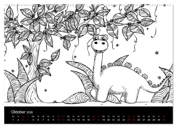 Produktbild: Bezaubernde Mini-Monster - Ein Ausmal-Kalender (hochwertiger Premium Wandkalender 2026 DIN A2 quer), Kunstdruck in Hochglanz