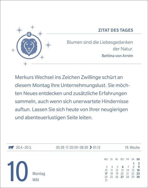 Produktbild: L&ouml;we Sternzeichenkalender 2027 - Tagesabrei&szlig;kalender - Ihr Horoskop f&uuml;r jeden Tag