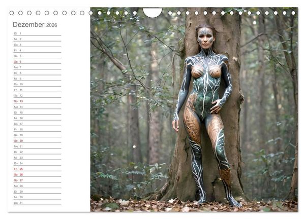 Produktbild: Tarnung und Illusion KI-Kunstvolle Verschmelzung von K&ouml;rper und Umgebung (Wandkalender 2026 DIN A4 quer), CALVENDO Monatskalender