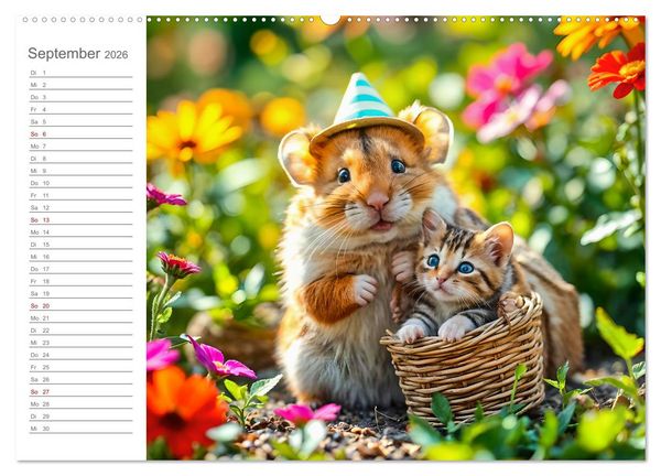Produktbild: Hamsterhausen - Ein Hamster und seine tierischen Freunde (Wandkalender 2026 DIN A2 quer), CALVENDO Monatskalender