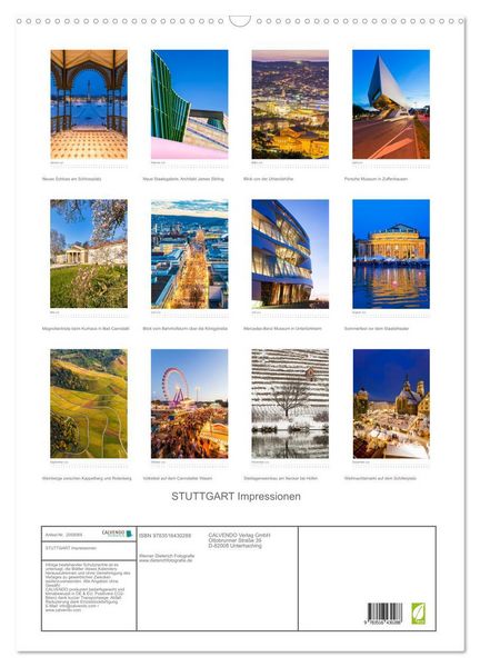 Produktbild: STUTTGART Impressionen (Wandkalender 2026 DIN A2 hoch), CALVENDO Monatskalender