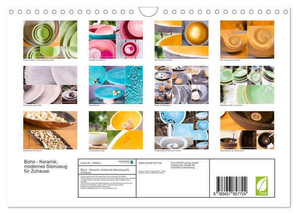Produktbild: Boho - Keramik, modernes Steinzeug f&uuml;r Zuhause (Wandkalender 2026 DIN A4 quer), CALVENDO Monatskalender