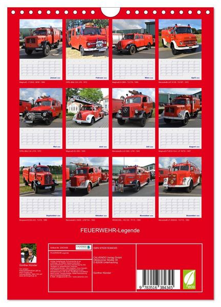 Produktbild: FEUERWEHR-Legende (Wandkalender 2026 DIN A4 hoch), CALVENDO Monatskalender