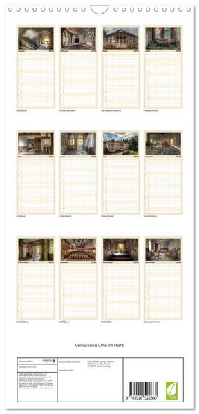 Produktbild: Familienplaner 2026 - Verlassene Orte im Harz mit 5 Spalten (Wandkalender, 21 x 45 cm) CALVENDO