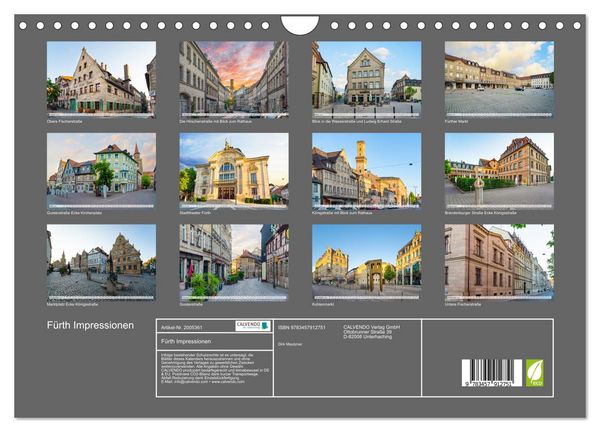 Produktbild: F&uuml;rth Impressionen (Wandkalender 2026 DIN A4 quer), CALVENDO Monatskalender