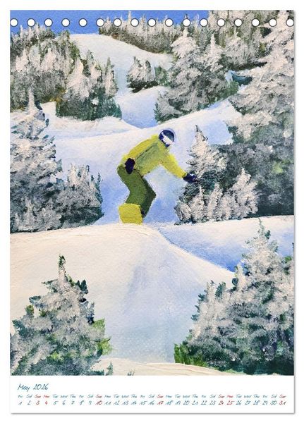 Produktbild: Colourful snowboard power world (Desk Calendar 2026 DIN A5 portrait), CALVENDO 12 Month DeskCalendar