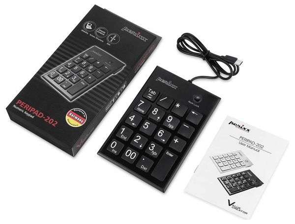 Produktbild: Perixx PERIPAD-202 C H Kabelgebunden Nummernblock USB-Hub Schwarz