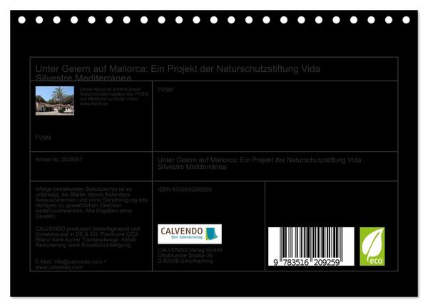 Produktbild: Unter Geiern auf Mallorca: Ein Projekt der Naturschutzstiftung Vida Silvestre Mediterr&aacute;nea (Tischkalender 2026 DIN A5 quer), CALVENDO Monatskalender