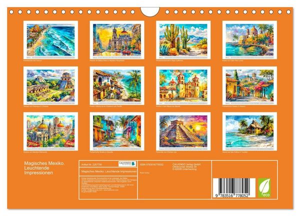 Produktbild: Magisches Mexiko. Leuchtende Impressionen (Wandkalender 2027 DIN A4 quer), CALVENDO Monatskalender