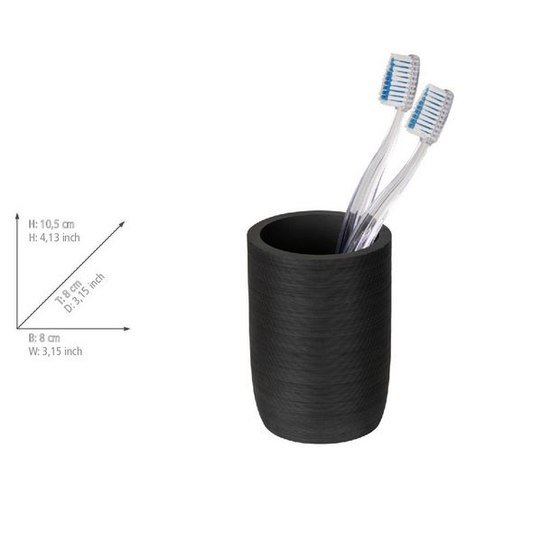 Produktbild: Bad-Accessoire Set Mod. Altavalle, schwarz, Polyresin, Bambus, &Oslash; 18,5 x 8 cm, freistehend, inklusive