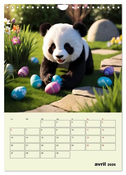 Produktbild: Les pandas rigolos - Une ann&eacute;e de douceur et de rires (Calendrier mural 2026 DIN A4 horizontal), CALVENDO calendrier mensuel