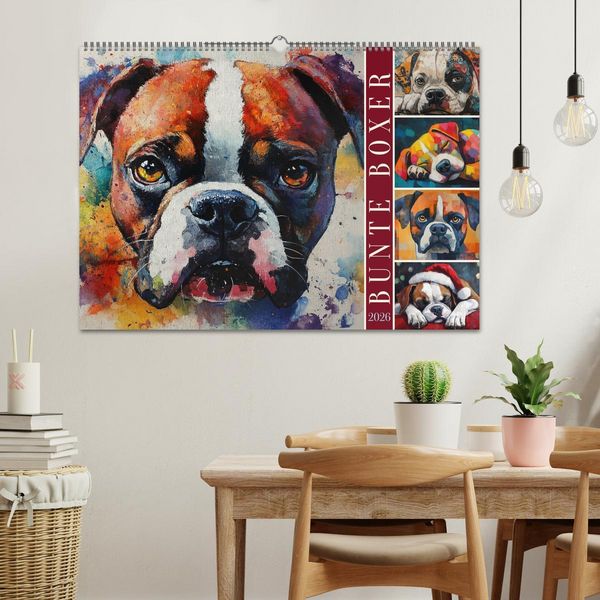 Produktbild: Bunte Boxer (Wandkalender 2026 DIN A2 quer), CALVENDO Monatskalender