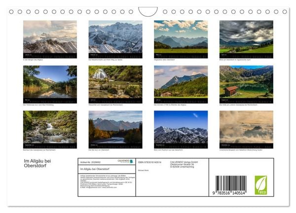Produktbild: Im Allg&auml;u bei Oberstdorf (Wandkalender 2026 DIN A4 quer), CALVENDO Monatskalender