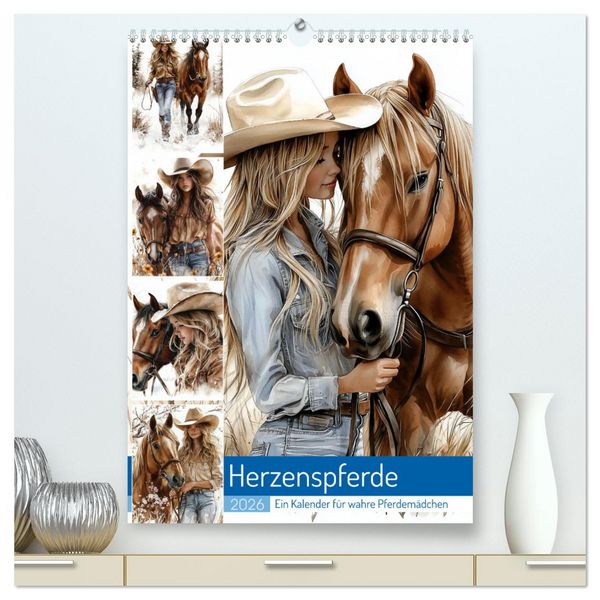Produktbild: Herzenspferde (hochwertiger Premium Wandkalender 2026 DIN A2 hoch), Kunstdruck in Hochglanz