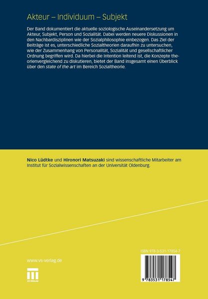 Produktbild: Akteur - Individuum - Subjekt