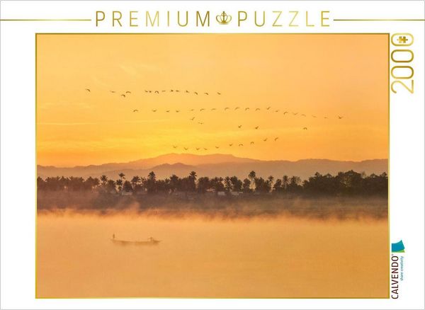 CALVENDO Puzzle Myanmar: Morgenstimmung am Ayeyarwady | 2000 Teile Lege-Größe 90x67cm Foto-Puzzle für glückliche Stunden