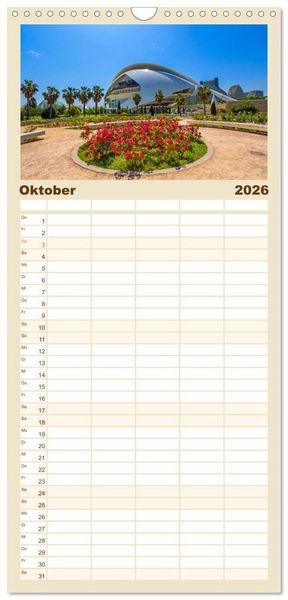 Produktbild: Familienplaner 2026 - Zauberhaftes Valencia mit 5 Spalten (Wandkalender, 21 x 45 cm) CALVENDO