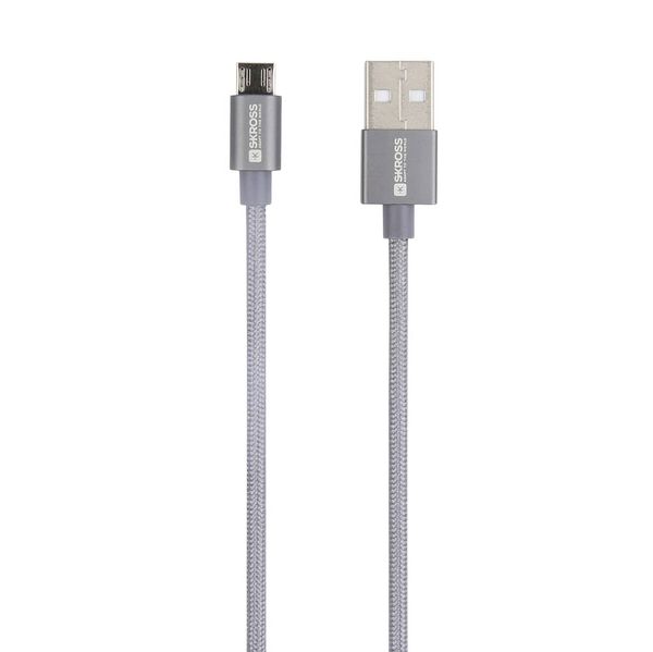 Skross USB-Kabel USB 2.0 USB-A Stecker 1.20 m Space Grau Rund, Flexibel, Stoff-Ummantelung SKCA0010A-M120CN