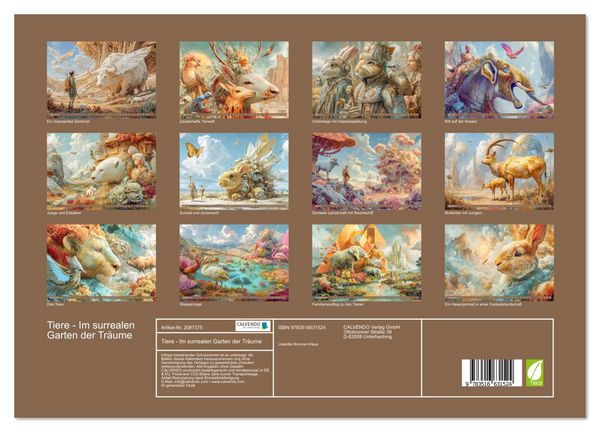 Produktbild: Tiere - Im surrealen Garten der Tr&auml;ume (hochwertiger Premium Wandkalender 2026 DIN A2 quer), Kunstdruck in Hochglanz