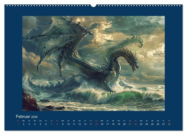 Produktbild: Drachenkrieger (hochwertiger Premium Wandkalender 2026 DIN A2 quer), Kunstdruck in Hochglanz
