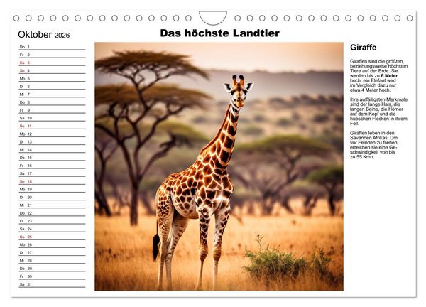 Produktbild: Tierische Rekorde (Wandkalender 2026 DIN A4 quer), CALVENDO Monatskalender