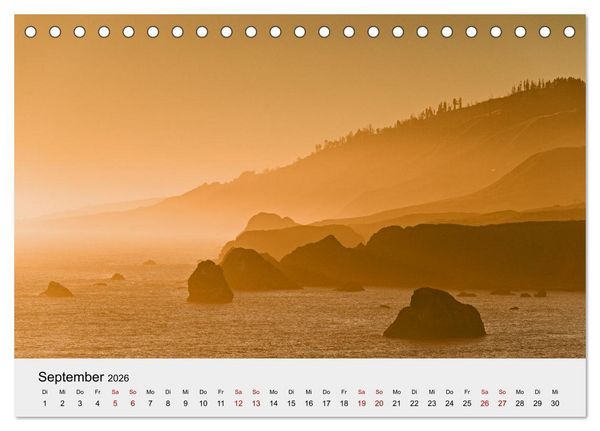 Produktbild: Kalifornien - K&uuml;sten und W&uuml;sten, St&auml;dte und Berge (Tischkalender 2026 DIN A5 quer), CALVENDO Monatskalender