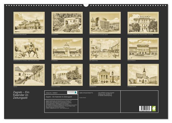 Produktbild: Zagreb &ndash; Ein Kalender im Zeitungsstil (Wandkalender 2026 DIN A2 quer), CALVENDO Monatskalender