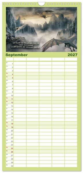Produktbild: Familienplaner 2027 - Wo die wilden Drachen wohnen mit 5 Spalten (Wandkalender, 21 x 45 cm) CALVENDO