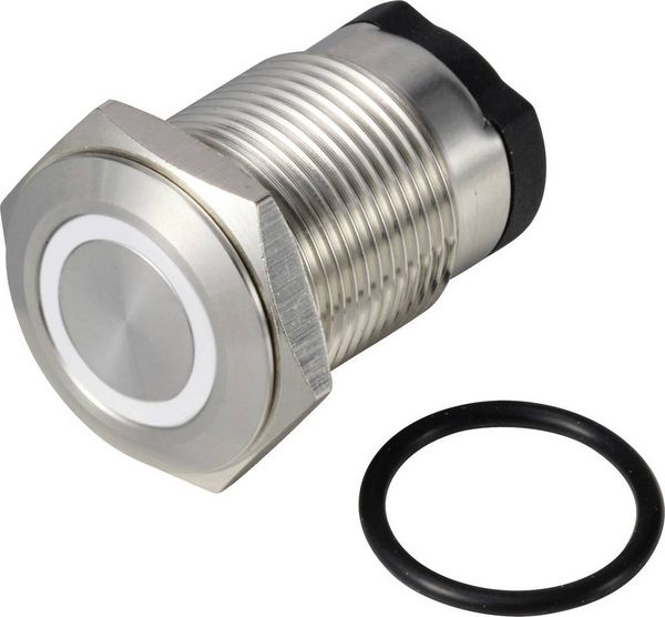 Produktbild: TRU COMPONENTS TC-13224160 ONPOW6316F-10E/Q/W/12V/S Drucktaster 36 V DC/AC 2 A 1 x Aus/(Ein) tastend Wei&szlig; IP65 1 St.