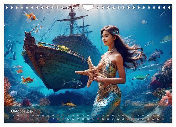 Produktbild: Meerjungfrauen in mystischen Unterwasserwelten (Wandkalender 2026 DIN A4 quer), CALVENDO Monatskalender