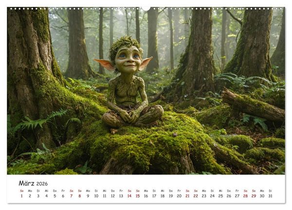 Produktbild: Keltische Legenden - Die kleinen Wesen der Natur (hochwertiger Premium Wandkalender 2026 DIN A2 quer), Kunstdruck in Hochglanz