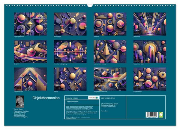 Produktbild: Objektharmonien (Wandkalender 2026 DIN A2 quer), CALVENDO Monatskalender