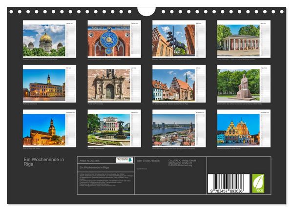 Produktbild: Ein Wochenende in Riga (Wandkalender 2026 DIN A4 quer), CALVENDO Monatskalender