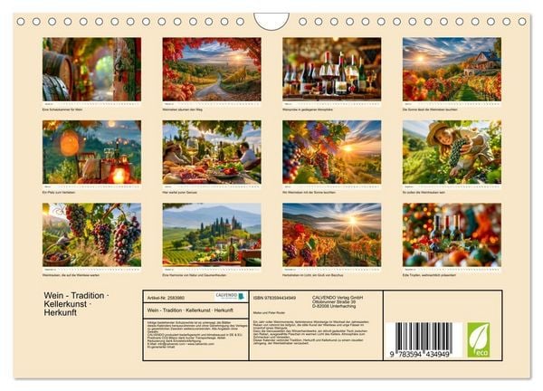 Produktbild: Wein - Tradition &middot; Kellerkunst &middot; Herkunft (Wandkalender 2027 DIN A4 quer), CALVENDO Monatskalender