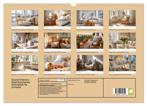 Produktbild: Scandi Interiors - Skandinavisches Wohngl&uuml;ck f&uuml;r Zuhause (Wandkalender 2026 DIN A3 quer), CALVENDO Monatskalender