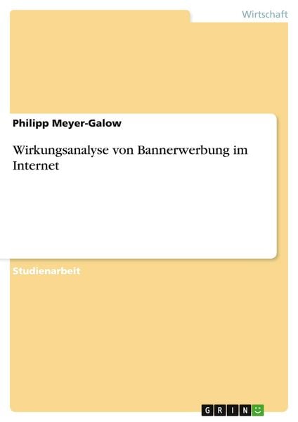 Produktbild: Wirkungsanalyse von Bannerwerbung im Internet