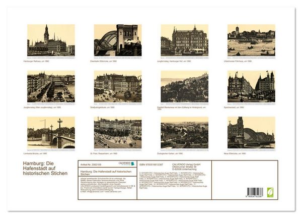 Produktbild: Hamburg: Die Hafenstadt auf historischen Stichen (Wandkalender 2026 DIN A2 quer), CALVENDO Monatskalender