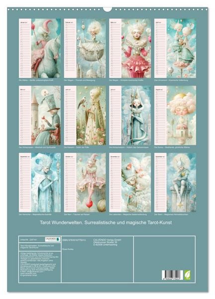 Produktbild: Tarot Wunderwelten. Surrealistische und magische Tarot-Kunst (Wandkalender 2027 DIN A2 hoch), CALVENDO Monatskalender