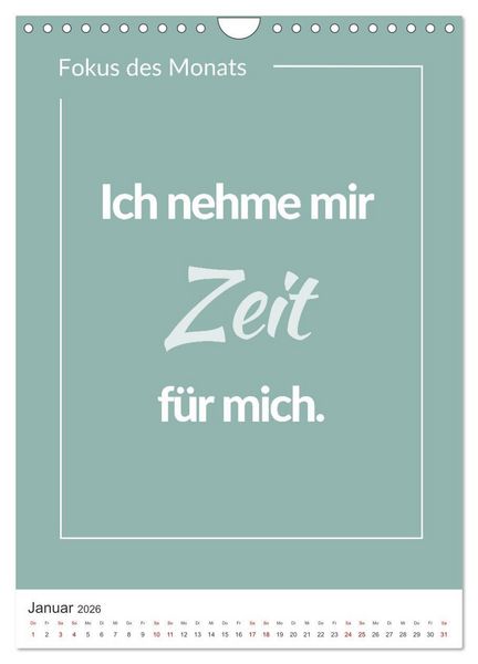 Produktbild: Achtsamkeitskalender: Mehr Achtsamkeit im Alltag mit dem Fokus des Monats (Wandkalender 2026 DIN A4 hoch), CALVENDO Monatskalender