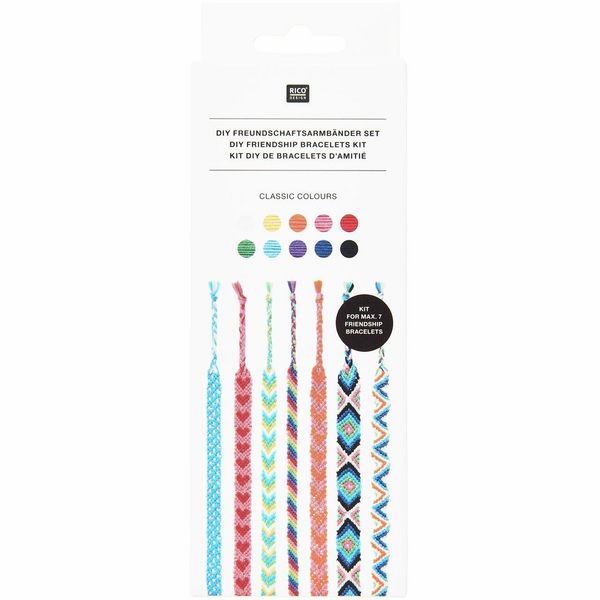 Produktbild: DIY Freundschaftsarmb&auml;nder Set, Classic Colours, 10 x 8 m Stickgarn in 10 verschiedenen Farben, 100 % Baumwolle