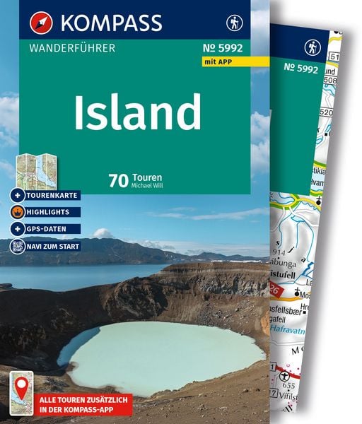 KOMPASS Wanderführer Island, 70 Touren mit Extra-Tourenkarte, Taschenbuch von Michael Will, Kompass-Karten, 978-3-99154-318-3
