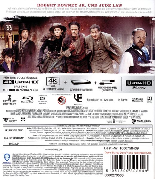 Produktbild: Sherlock Holmes - Spiel im Schatten (4K Ultra HD) (+ Blu-ray 2D)