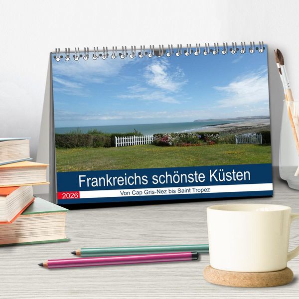 Produktbild: Frankreichs sch&ouml;nste K&uuml;sten (Tischkalender 2026 DIN A5 quer), CALVENDO Monatskalender