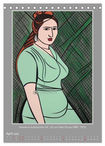 Produktbild: Yolanda in der Kunstgalerie (Tischkalender 2026 DIN A5 hoch), CALVENDO Monatskalender