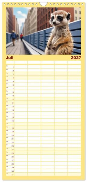 Produktbild: Familienplaner 2027 - Erdm&auml;nnchen in New York City mit 5 Spalten (Wandkalender, 21 x 45 cm) CALVENDO