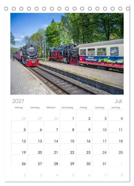 Produktbild: Tischplaner 2027 - Dampflokomotiven im Harz - Eine Reise in die goldene &Auml;ra der Eisenbahn (A5 Tischkalender zum Aufstellen) CALVENDO