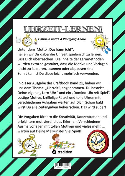 Produktbild: Craftbook - Uhrzeit Lernen - Bastelvorlage Lernuhr - Domino Uhrzeitspiel - Ausmalmotive - Uhren - R&auml;tsel - Bilder